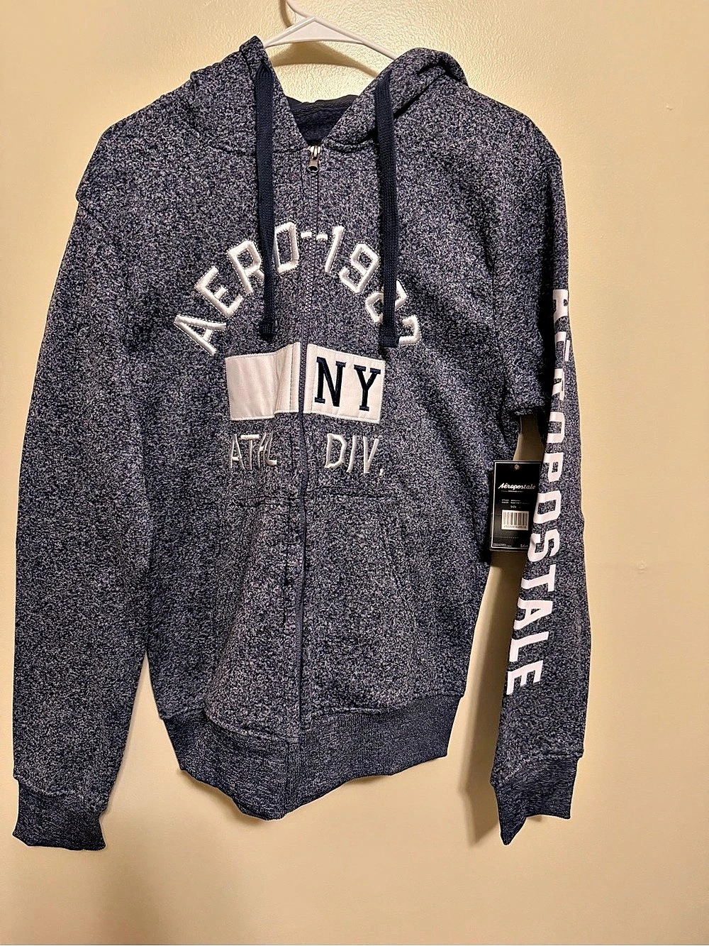 Aéropostale Aero 1987 New York Full-Zip Hoodie Blue & White Large